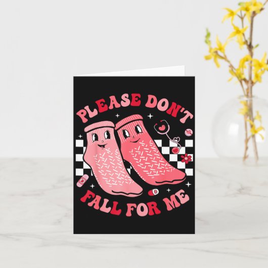 Nurse Valentine Non Slip Socks Please Don't Fall F カード (黄色い花)