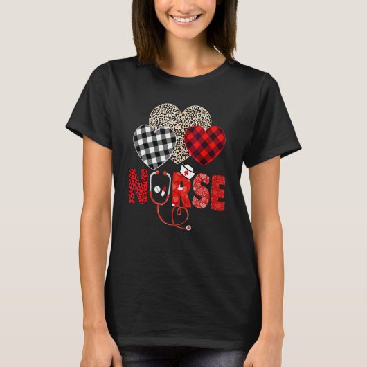 Nurse Valentine Stethoscope Nursing Valentines Day Tシャツ (正面)