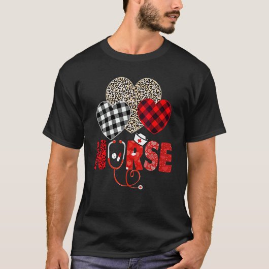 Nurse Valentine Stethoscope Nursing Valentines Day Tシャツ (正面)