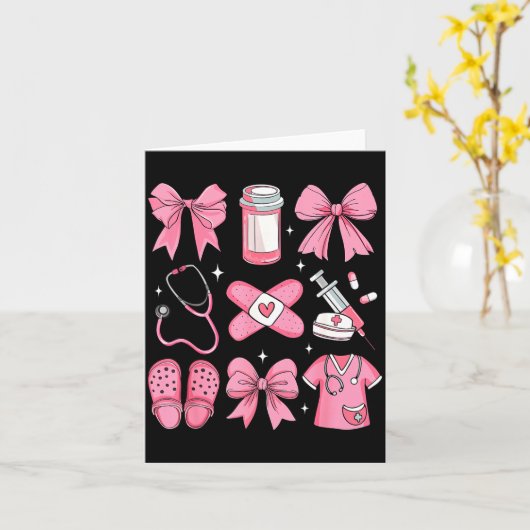 Nurse Valentines Day Coquette Bow Valentine Nurse  カード (黄色い花)