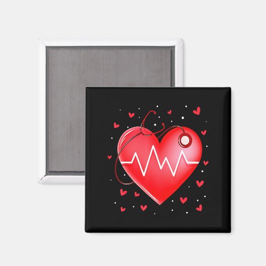 Nurse Valentines Day Heart Stethoscope 2  マグネット (正面/裏面)