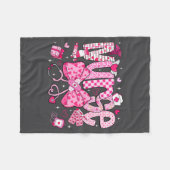 Nurse Valentine's Day Heart Stethoscope Er Icu Nic フリースブランケット (正面(横))