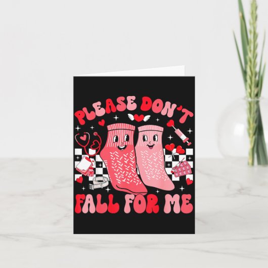 Nurse Valentines Day Non Slip Socks Please Don't F カード (正面)