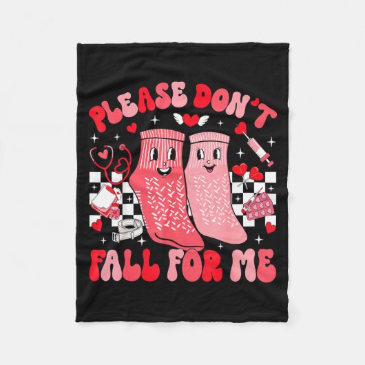 Nurse Valentines Day Non Slip Socks Please Don't F フリースブランケット (正面)