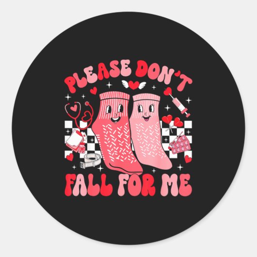 Nurse Valentines Day Non Slip Socks Please Don't F ラウンドシール (正面)