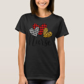 Nurse Valentines Day Red Plaid Leopard Family Matc Tシャツ (正面)