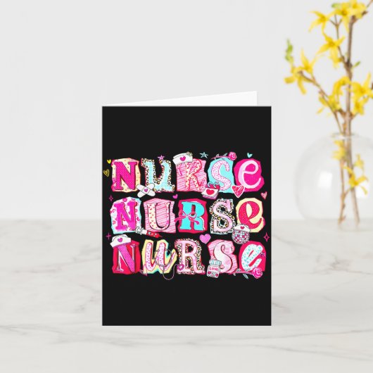 Nurse Valentines Stethoscope Valentine Nursing Gir カード (黄色い花)