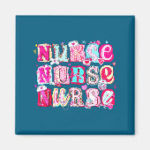 Nurse Valentines Stethoscope Valentine Nursing Gir マグネット (正面)