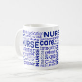 Nurse Values Blue Typography Appreciation コーヒーマグカップ (正面左)