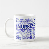 Nurse Values Blue Typography Appreciation コーヒーマグカップ (左)