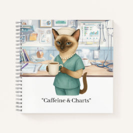 Nurse with coffee and  YOUR OWN TEXT  ノートブック