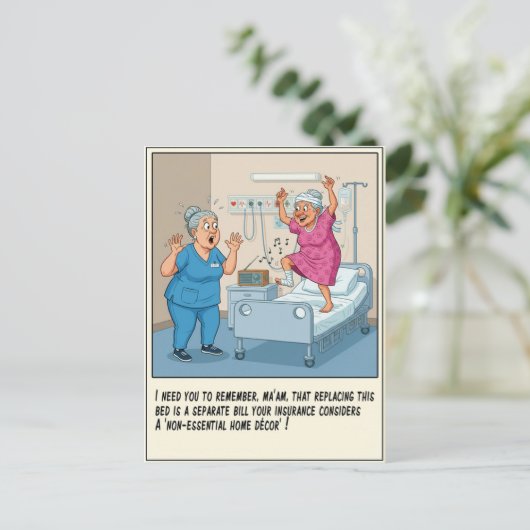 Nurse With Elderly Patient Dancing Get Well ポストカード (スタンド正面)