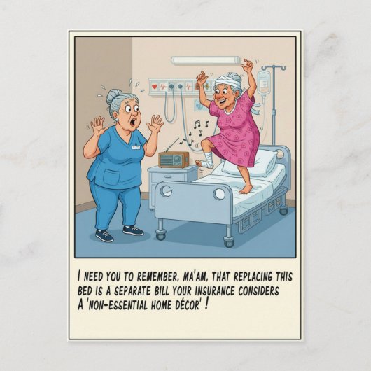 Nurse With Elderly Patient Dancing Get Well ポストカード (正面)