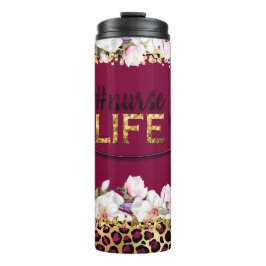 #Nurselife金ゴールドグリッターチエタプリントブルゴーニュ タンブラー