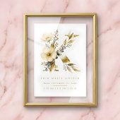 Nursery Cute Romantic Floral K Letter Gold Effect ポスター