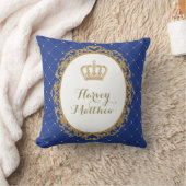 Nursery Decor Pillowロイヤルブルーの金ゴールドの王子 クッション (ブランケット)