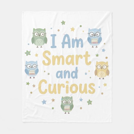 Nursery Growth Affirmation Smart and Curious フリースブランケット (正面)