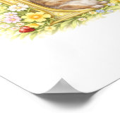Nursery Letter M Baby Hamster Initial Gold Floral ポスター (角)