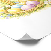Nursery Letter N Baby Duckling Initial Gold Floral ポスター (角)