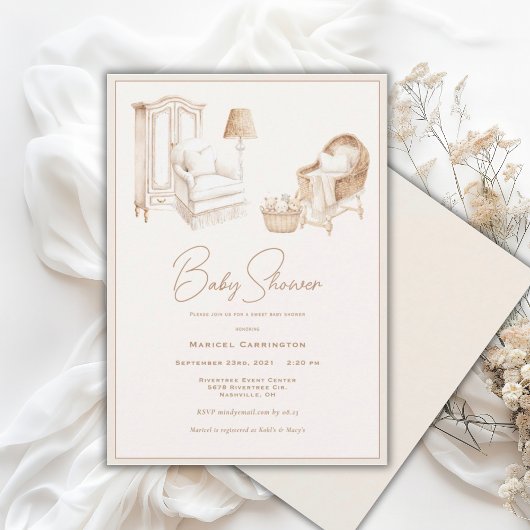 Nursery Neutral Baby Shower Invitation 招待状