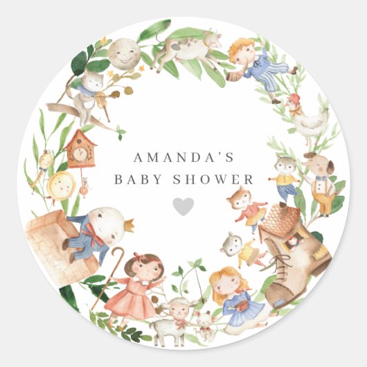 Nursery Rhymes Baby Shower  ラウンドシール (正面)