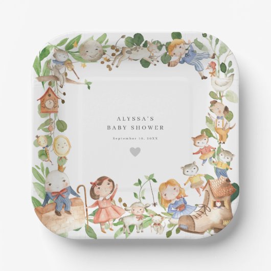 Nursery Rhymes Baby Shower Paper Plates ペーパープレート (正面)