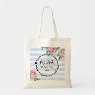 Nursery teacher pink roses Thank you gift fashion トートバッグ