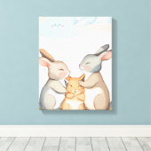  Nursery Wall Art - キャンバスプリント - ウサギの家族 (インサイチュ (ウッドフロア))
