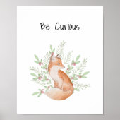 Nursery Wall Art Baby Animal Fox Be Curious ポスター (正面)