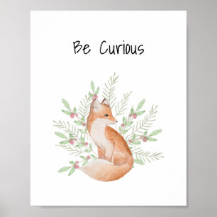 Nursery Wall Art Baby Animal Fox Be Curious ポスター