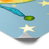 Nursery Wall Art Moon Sun Stars Yellow Blue Poster ポスター (角)