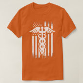 Nurses Caduceus Vintage Flag Tシャツ (デザイン正面)