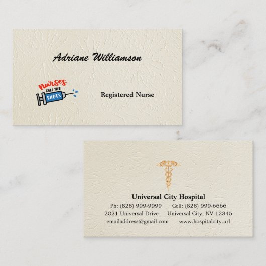 Nurses Call the Shots special personalized 名刺 (正面/裏面)