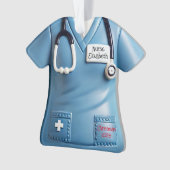 Nurses Scrubs Shirt Personalized Christmas Ornamen オーナメント (正面)