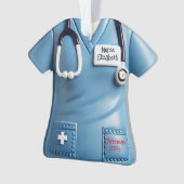 Nurses Scrubs Shirt Personalized Christmas Ornamen オーナメント (正面)