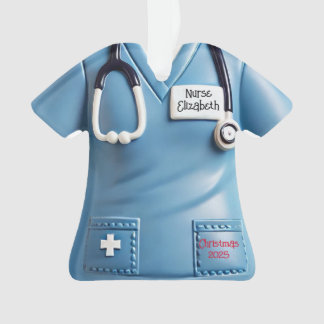 Nurses Scrubs Shirt Personalized Christmas Ornamen オーナメント