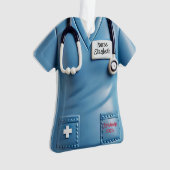 Nurses Scrubs Shirt Personalized Christmas Ornamen オーナメント (正面)