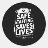 Nurses Strike Save Nursing Suprt Safe Staffing Sav ラウンドシール (正面)