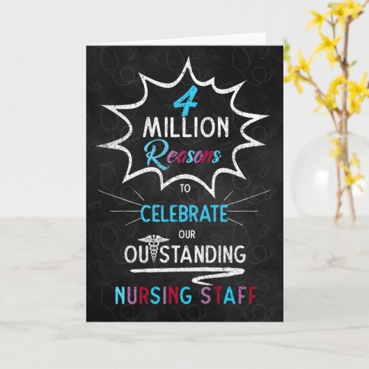 Nurses Week Chalkboard Theme for Staff カード (黄色い花)
