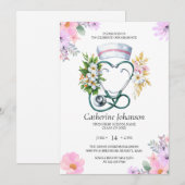 Nursing Graduation Invitation | RN BSN Nurse Party 招待状 (正面/裏面)