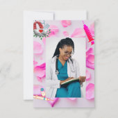 Nursing Graduation Party Invitation Pink Floral |  案内状 (正面)
