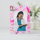 Nursing Graduation Party Invitation Pink Floral |  案内状 (スタンド正面)