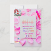 Nursing Graduation Party Invitation Pink Floral |  案内状 (裏面)