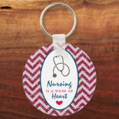 Nursing is a work of Heart Saying w/ Stethoscope キーホルダー (正面)