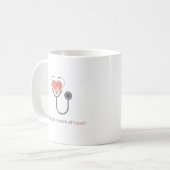 Nursing Is A Work Of Heart Stethoscope Coffee Mug  コーヒーマグカップ (正面左)