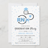 Nursing shool stethoscope blue RN graduation Invit 招待状 (正面)