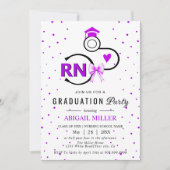 Nursing shool stethoscope purple RN graduation 招待状 (正面)