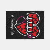 Nursing Stethoscope Heart Housekeeper Valentines  フリースブランケット (正面(横))