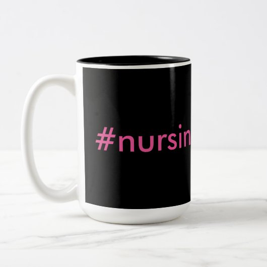 #nursingproblemsブラック&ピンク ツートーンマグカップ (左)
