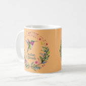 Nurture and Flourish Hummingbird Floral Design コーヒーマグカップ (正面左)